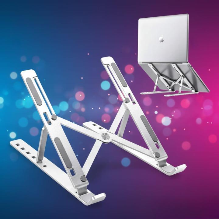 Speed X 18 Inch Biggest Height Heavy Duty Professional Laptop Stand Aluminium Alloy Creative Adjustable Folding Portable With Pouch Cover And 6 Angles Adjustable