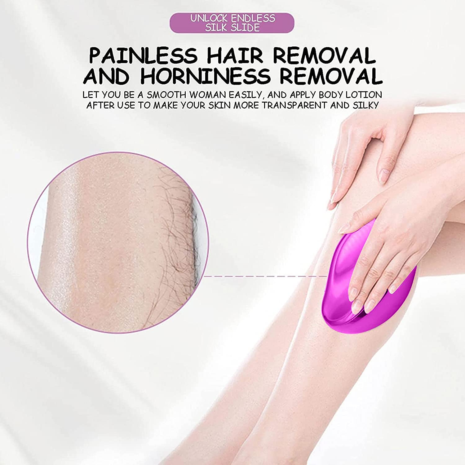 Crystal Hair Eraser – Magic Painless Hair Remover Stone for Men & Women | Reusable Exfoliating Epilator for Legs, Arms & Back | Smooth & Silky Skin (Random Color)