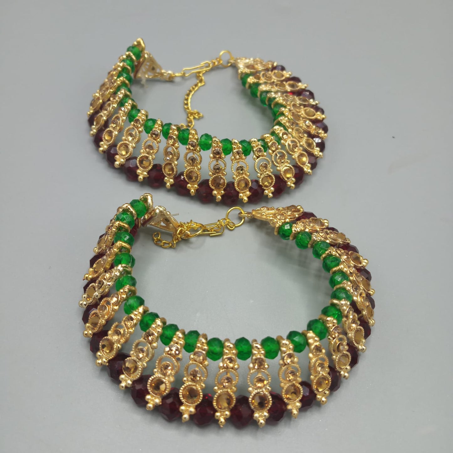 Payal green and mehroon stone plfrrna6h-4