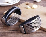 Manual Garlic Press Rocker with Handle – Stainless Steel Garlic Crusher, Squeezer, Slicer & Mincer | Easy Handheld Chopper Kitchen Gadget Tool