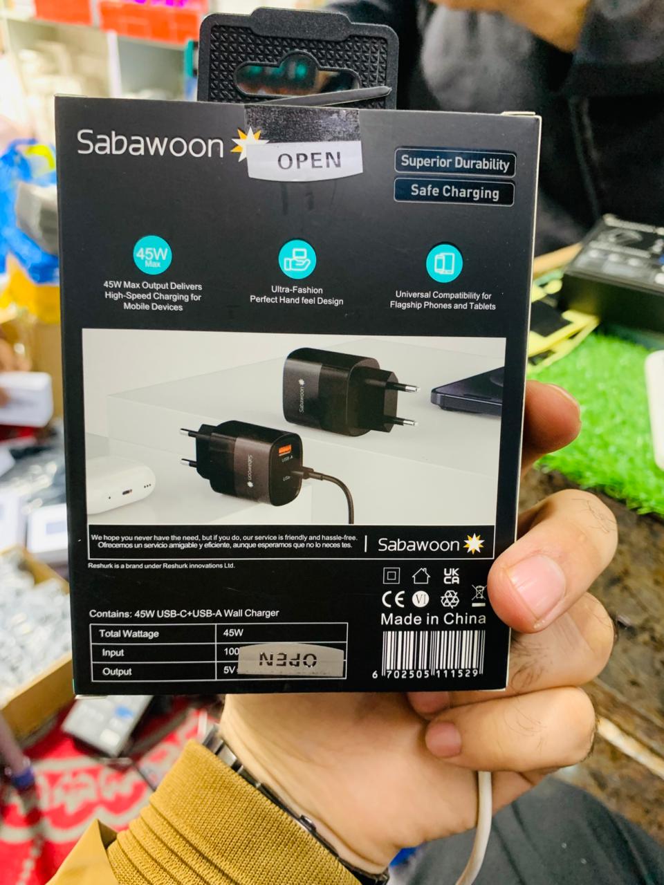 Sabawoon S111 Original Adopter | USB Fast Charging | PD Super Fast Charging | Without Cable