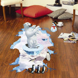 XL8127 creative 3D polar bear Penguin 3D living room bedroom environment decoration sticker can remove wall stickers  size 60x90  xl8127
