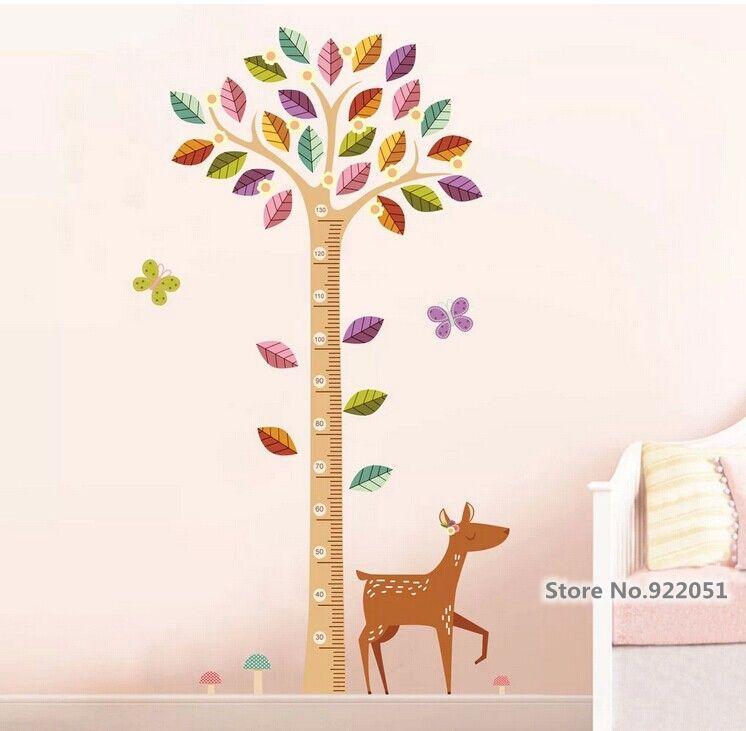 JM7187 High quality cute wall stickers tree kids height measure sticker for baby room/nursery 60*90 cm