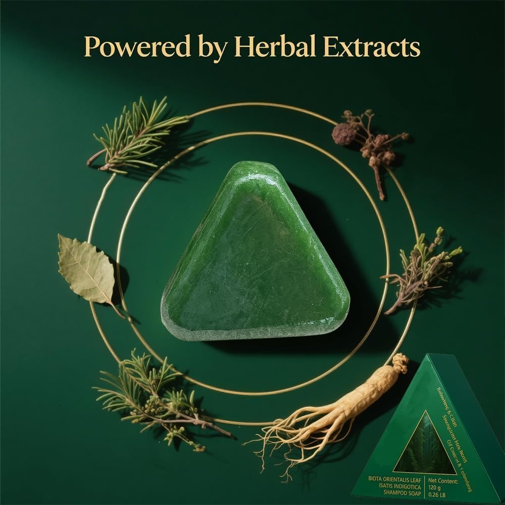 Nature Triangle Shampoo Bar | Nature Seven Green Soap | 50g | Plant?Based | Calming & Strengthens Hair | Made in Pakistan