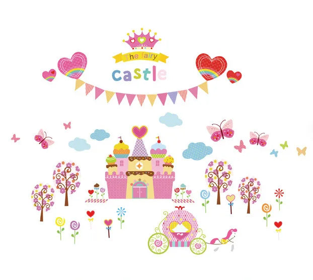 Cartoon White Princess Girl Castle Wall Sticker Abc1012