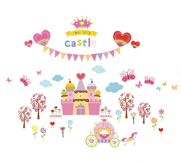 Cartoon White Princess Girl Castle Wall Sticker Abc1012
