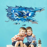 Cartoon Dolphin Fish Swimming Wall Stickers xh4176