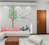OneHouse Tree Grass Bike Birds Love Poem Wall Sticker Living Room Decoration size 100x140 dm570079ab