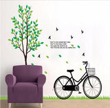 OneHouse Tree Grass Bike Birds Love Poem Wall Sticker Living Room Decoration size 100x140 dm570079ab