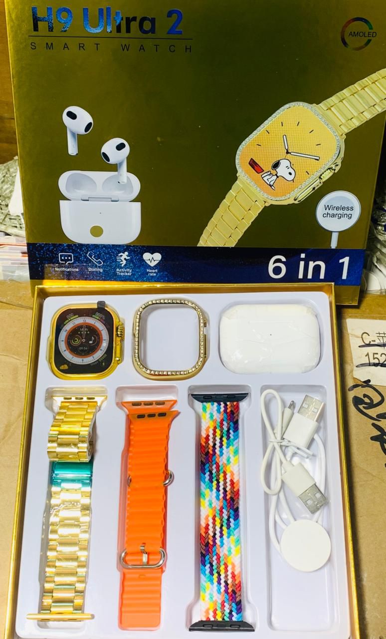 H9 Ultra 2 Smart Watch | Original Full Display | AirPods 3 BT | 6?in?1 Set with Cover & Straps