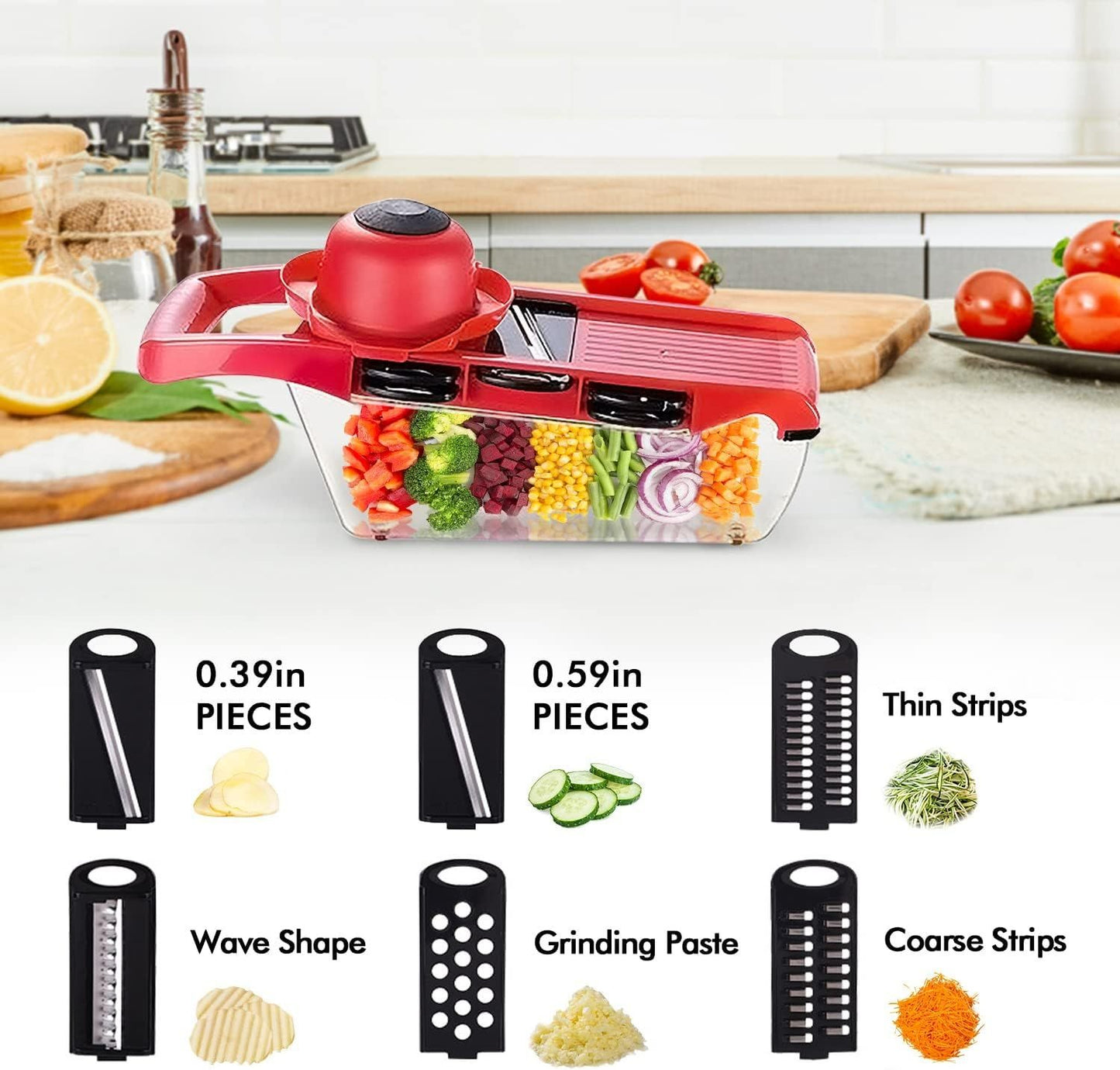 Multi?Functional 10?in?1 Mandoline Slicer | Vegetable Cutter, Peeler, Chopper, Grater & Shredder