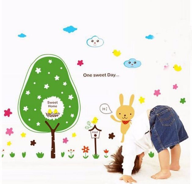Wall sticker featuring a little bunny on a happy day size 50x70cm lm7023