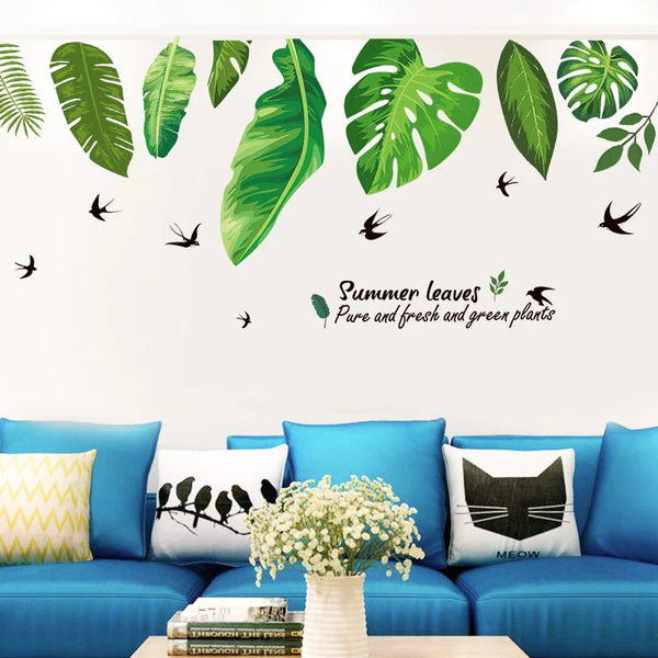 3D green leaves wall stickers kids room decoration bedroom living room wall decoration home decoration accessories al8362