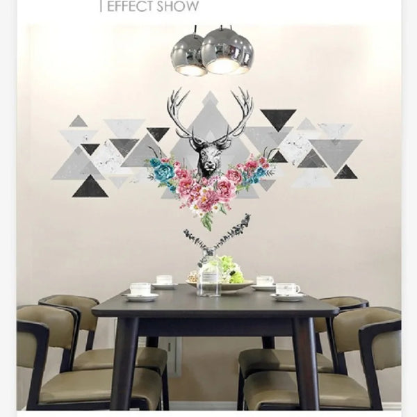 3D Simple Style Deer Head Wall Sticker Living Room Bedroom TV Background Wall Decoration Wall Art