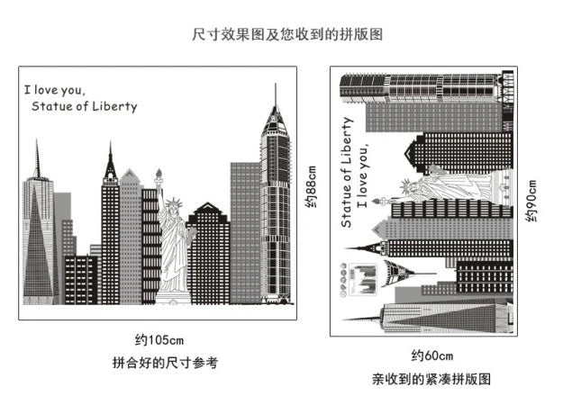 Statue of Liberty Pattern Living Room Wall Sticker Decal size 60x90 ay9101