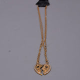 Simple Broken Heart Double Chain Pendant Necklace For Couple and Girls