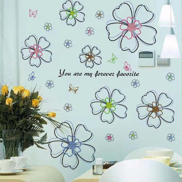 Wall Sticker Flower, Cherry Blossom, Butterfly, Simple, Soothing, Natural, DIY Wallpaper, Interior Sheet, Removable Sticker size 50x70 xls7141