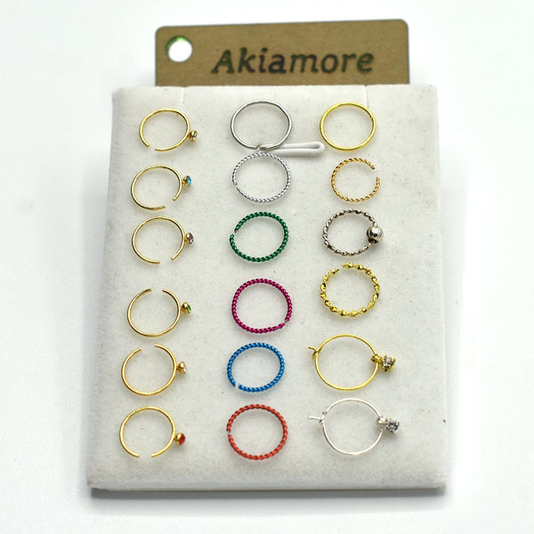 pack of 18 different design nose rings