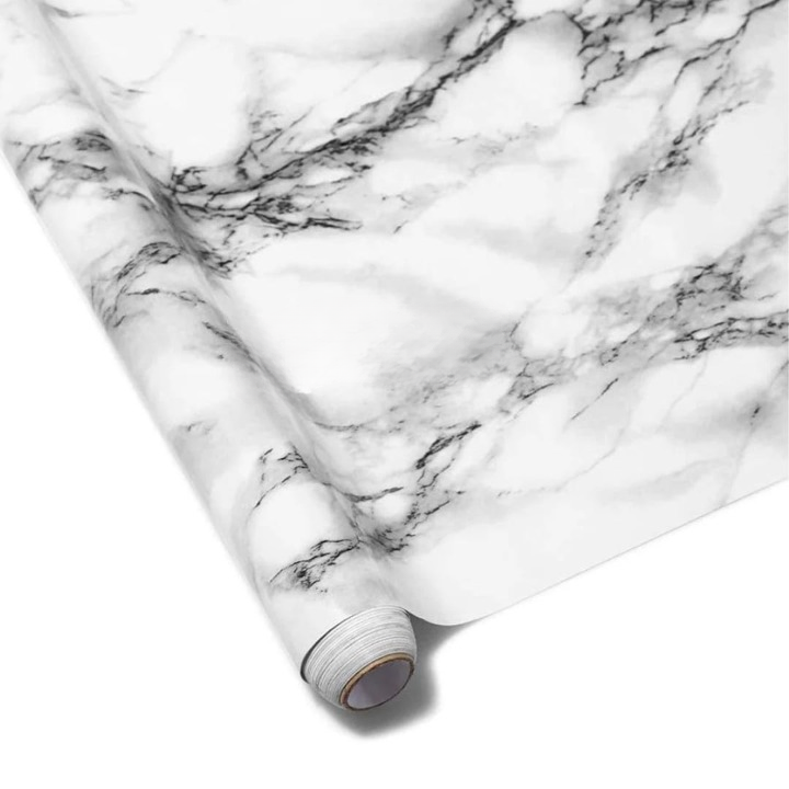 Self Adhesive White Marble Sheet Sticker For Kitchen, Cupboard, Wall – Anti Oil And Heat Resistant Wallpaper (60 x 200 cm)