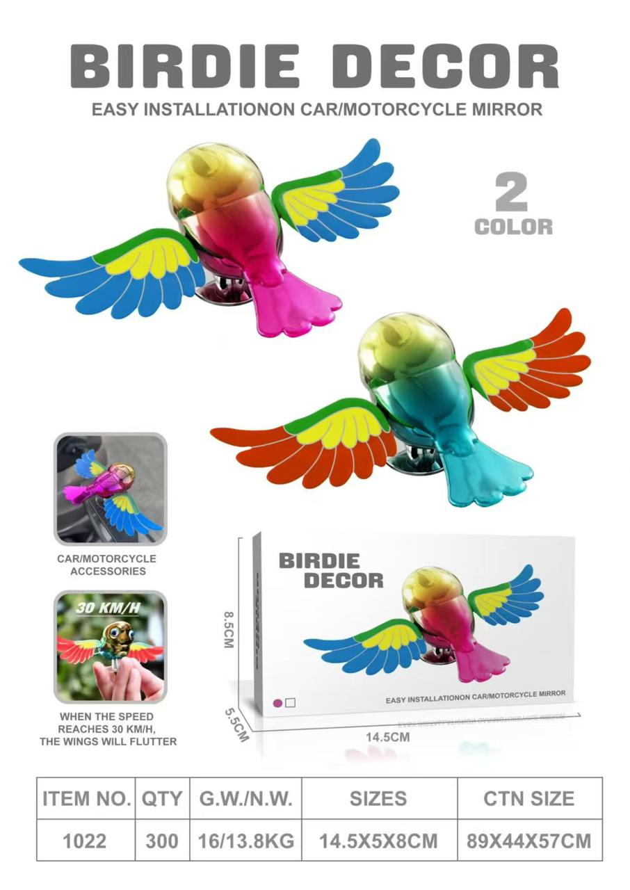 1Pc Fluttering Birdie Decor – Aerodynamand Motorcycle Mirrors ( random colouric Motion Accessory for Car )