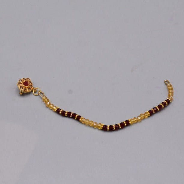 Nose nath bhaubhali  mahroon golden crustal For Women Girl Non Piercing