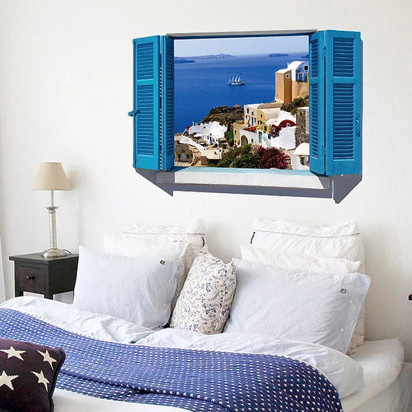 Mediterranean blue window wall decal SK9059A