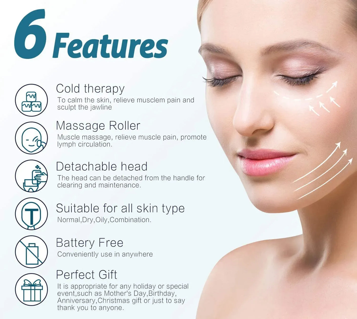 MARZAHAR Ice Roller for Face &amp; Eye Puffiness Relief, Cold Gel Ice Face Roller Massager - Ice Roller Cool Roller For Face Eye Body Facial Shaping Anti Wrinkle Ice Roller Massager Smooth Skin ( Random Color )