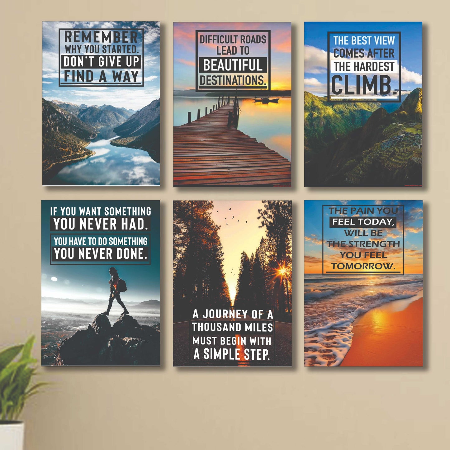 Set of 6 Wall Art Wooden Phototile Frames for Wall Decor
