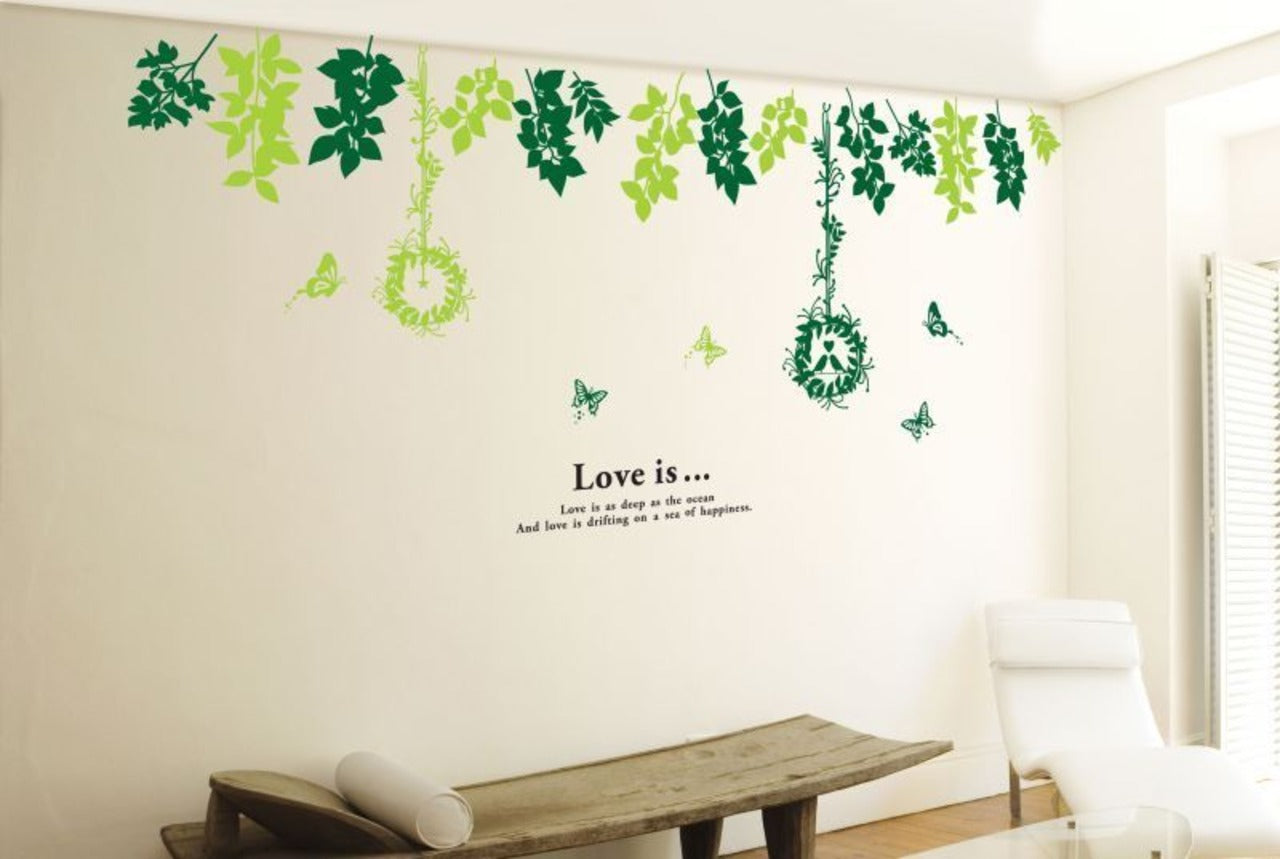 Wall Sticker Dream's Garden 60 x 90cm Wallpaper Sticker Rental OK Peel and Stick DIY Home Decor Interior Tree Bird Bird Cage Leaves Natural Scenery Landscape Living Room Spring Summer Free Shipping size 120x60cm  lc205