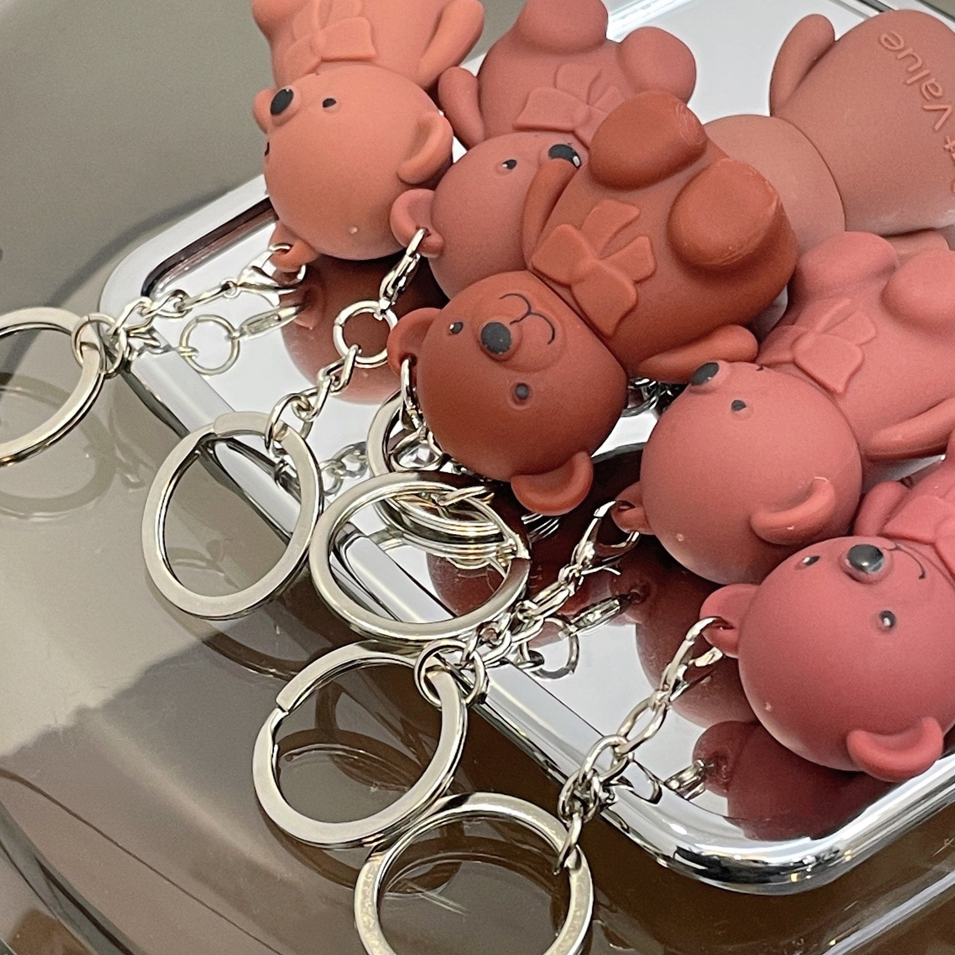 6-Piece Cute Bear Keychain Liquid Lipstick Set – Mist Matte Velvet Finish, Moisturizing Lip Stain, Waterproof &amp; Long-Lasting Lip Gloss (6 Colors)