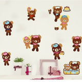Wall Sticker / Stiker Dekorasi Untuk Dinding (Kaca) : Aneka Gaya Beruang Cokelat size 30x45 AY1001