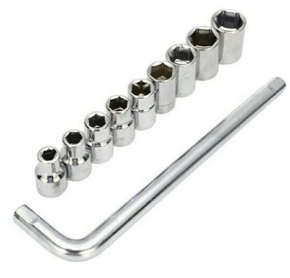 Professional Heavy Duty Socket Wrench Set | 9Pc Tool Kit | 1/2? Drive | 8?24mm Metric Sockets + L Wrench