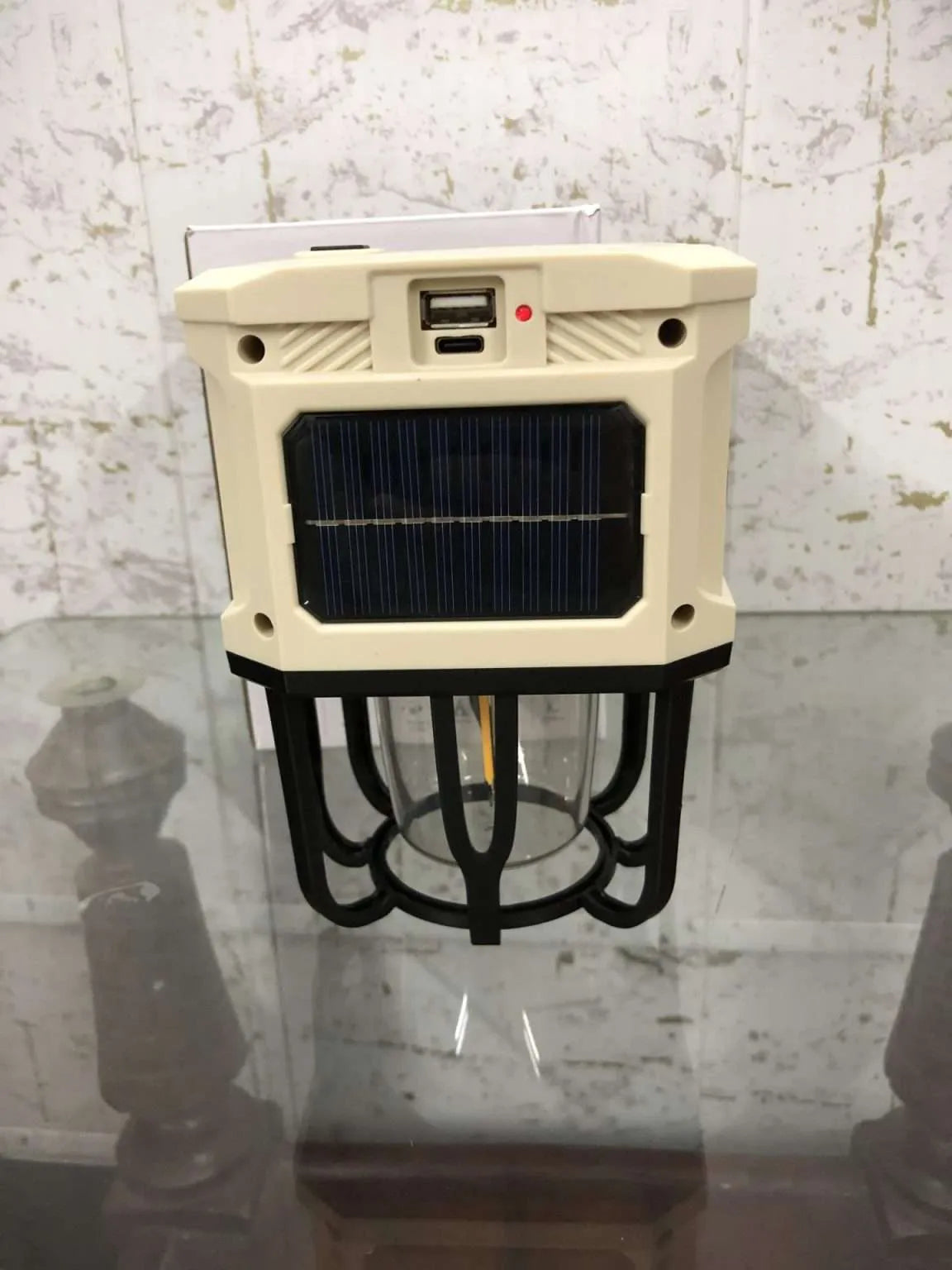 HelloCloud Multifunctional Camping Light Dual Bright &amp; Warm Modes Solar &amp; USB Rechargeable Lantern with Power Bank(HC-7677A)