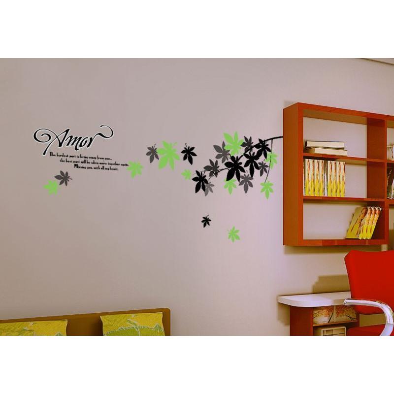 Summer Maple Wall Sticker, Wallpaper Sticker, Rental Friendly, Removable, DIY, Redecoration, Interior, Maple, Love, Amor, Leaf size 50x70 ay718