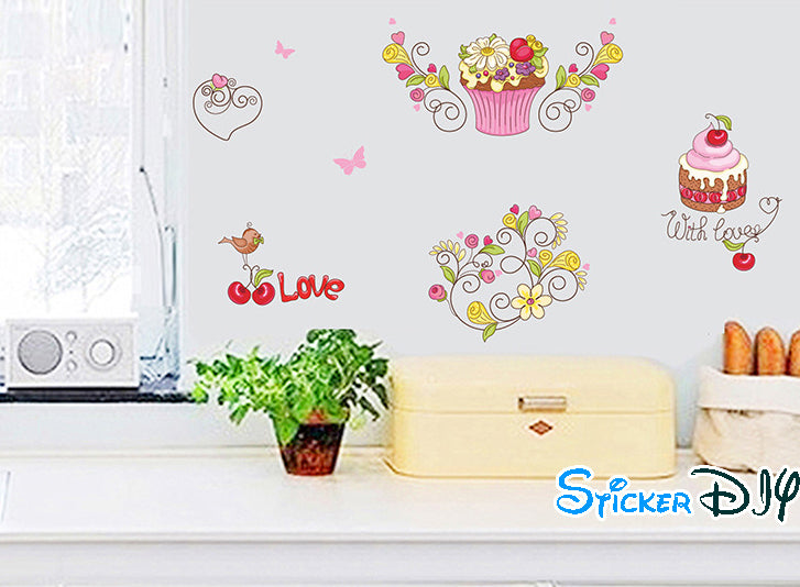 Transparent wall sticker Love cakes (width 140m. x height 70cm.) abc1035