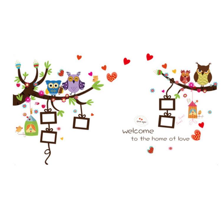 Cartoon Owls Photo Frame Wall Art Stickers Decal DIY Kids Bedroom Home Decor SK9121
