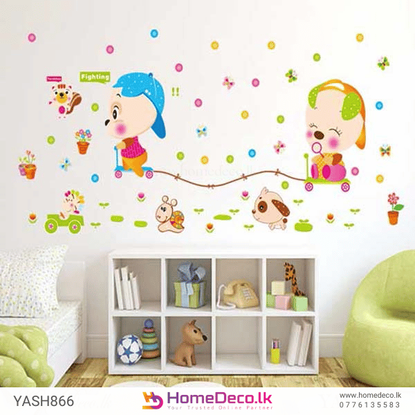 Cute Puppies Kids Wall Sticker | Buy This Cheerful Room Decor size 50x70 xls7100