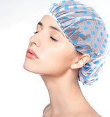 (pack of 6) Shower Caps Waterproof Shower Cap for Women Reusable Shower Hat Bath Caps with Elastic Band, Large Plastic Long Hair Environmental Protection Hats for Ladies Girls Kids Spa Salon