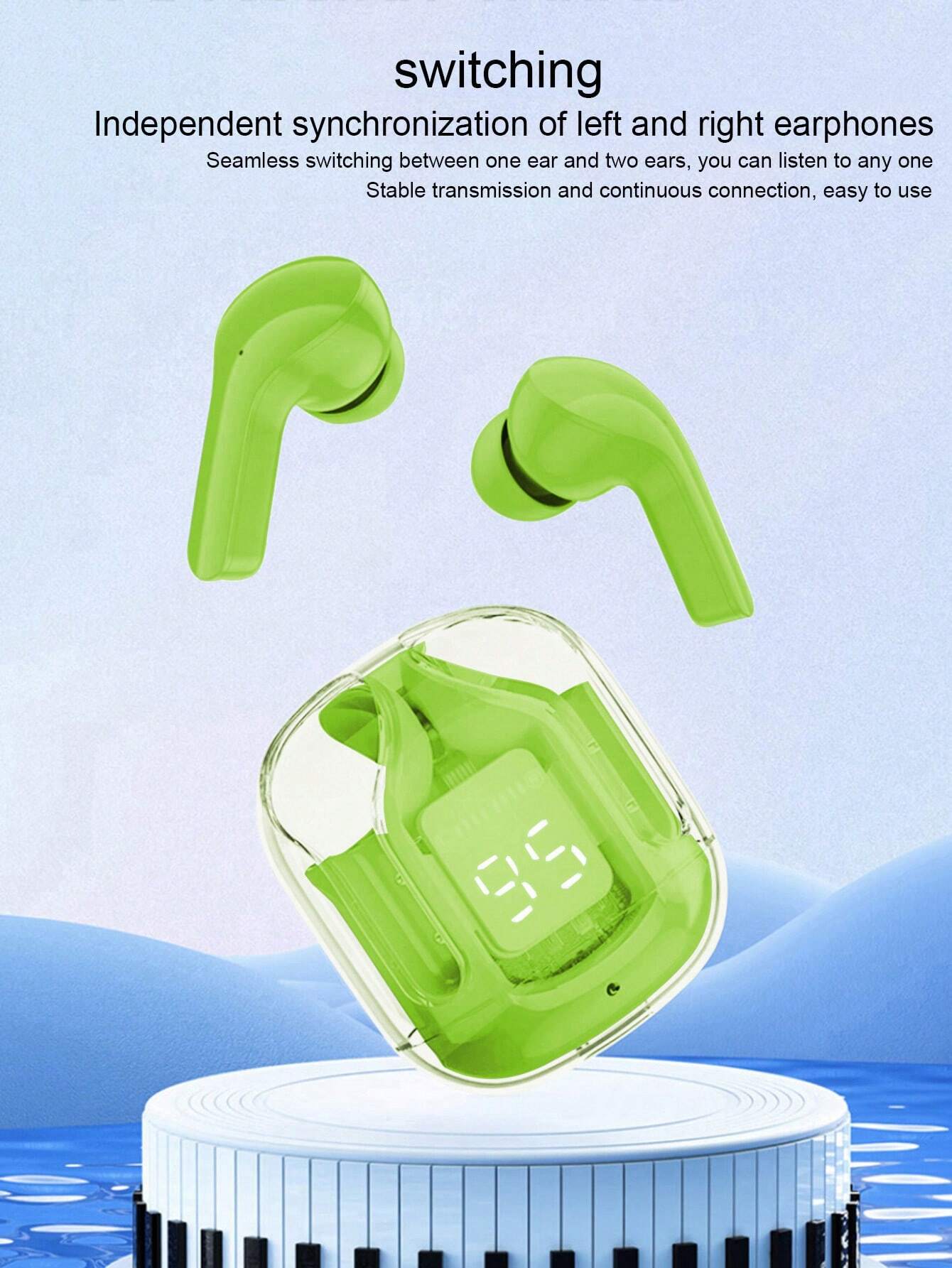 Air31 Earbuds Wireless Crystal Transparent body - Without Silicone Pouch ( random color )