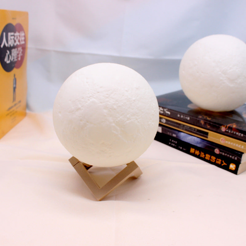 LED Moon Lamp - 3D Printed Lunar Lamp - Battery Powered Colorful - Night Light for Kids - 8 Color (15cm)