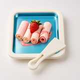 Rolled Ice Cream Maker Pan – DIY Frozen Yogurt & Dessert Plate with Scraper | 9.5 x 7.5 Inch Non-Stick Cooling Plate for Quick Homemade Ice Cream