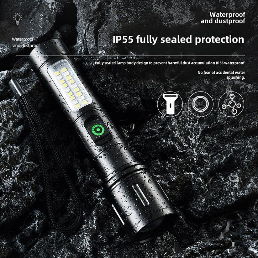 X-Balong BL-603-TG Rechargeable LED Flashlight Powerful Portable Aluminum Alloy Zoom Torch With Long Battery Life And Bright Light