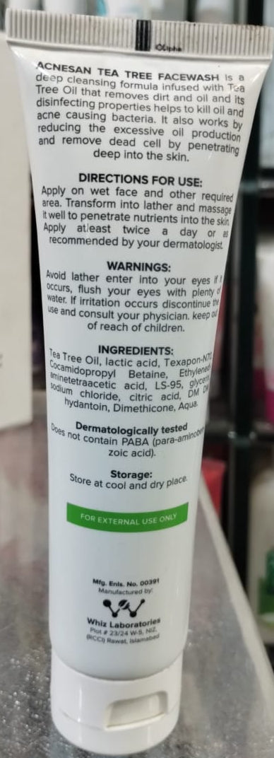 Acnesan Tea Tree Facial Cleanser For Oily Skin Gentle Formula Smooth Texture Deep Cleansing - 100ML