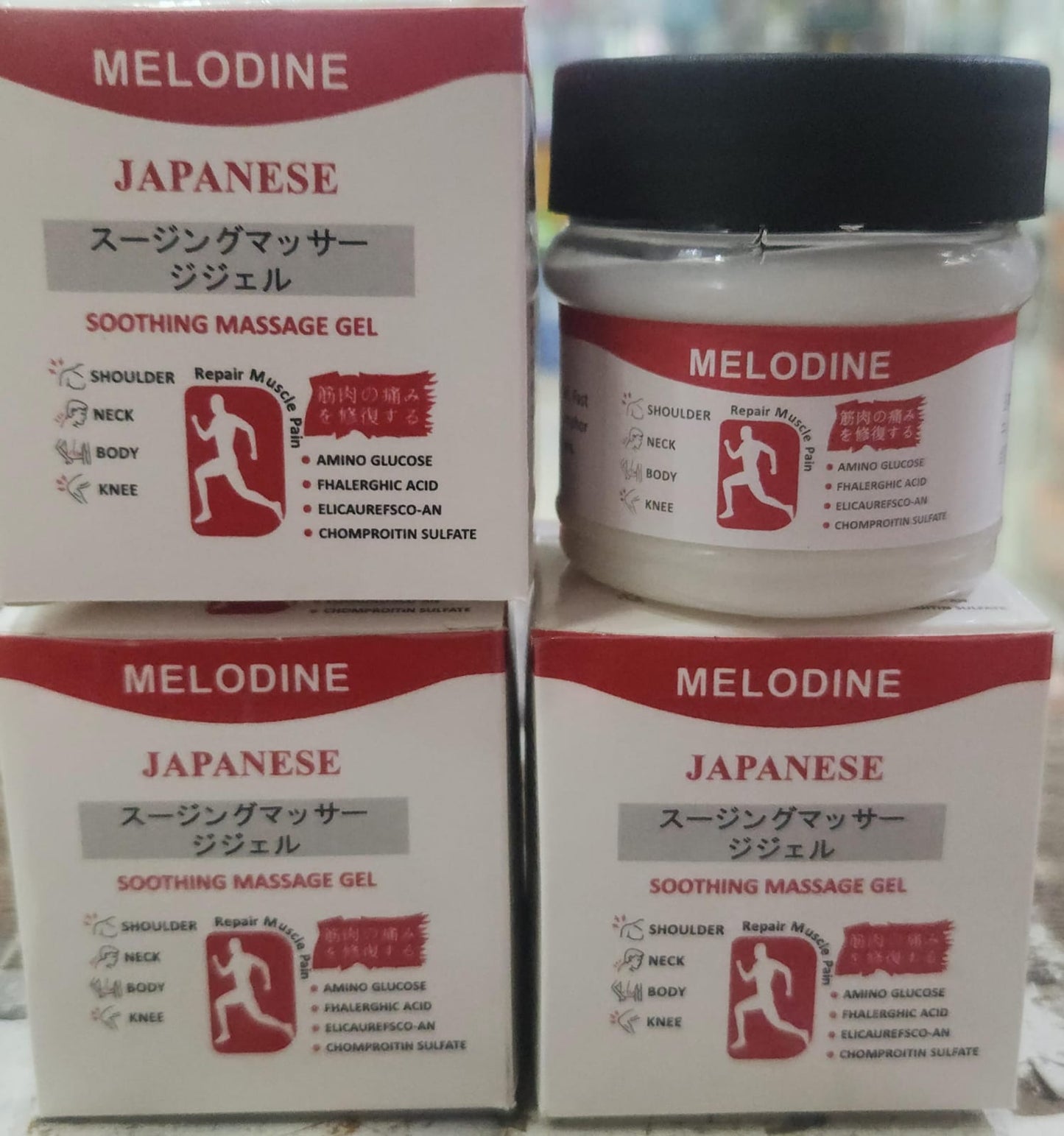 MELODINE Japanese Soothing Massage Gel – Muscle & Joint Pain Relief Cream For Shoulder, Neck, Back & Knee – Fast-Absorbing Herbal Formula (100g)