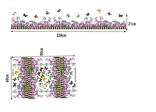 SYGA Purple Butterfly Flower Fence Skirting Line Decals Design Wall Stickers  size 50x70 ay756