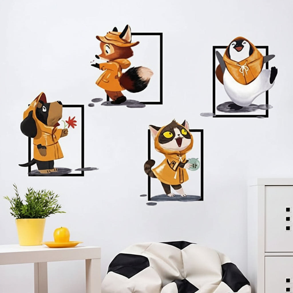 Cartoon funny cat graffiti wall can be moved, stickers art decoration for men and women room bedroom stickers for children, the wall of the rain stick size 60x90 XH3902