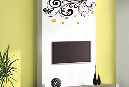 NC038 SYGA PVC Vinyl Wall Stickers for Living Room Self Adhesive Stickers, Black Decorative Floral