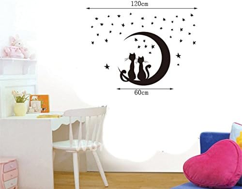 Lovely Cats Moon Stars Wall Decals, Children's Room Nursery Removable Wall Stickers Murals size 50x70 nc1027