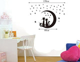 Lovely Cats Moon Stars Wall Decals, Children's Room Nursery Removable Wall Stickers Murals size 50x70 nc1027