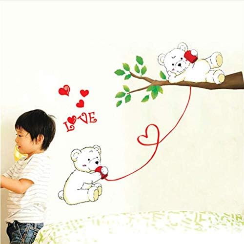 WUDHF Cute bear calling love wall stickers home love and happiness decoration children's room cartoon branches size 50x710 sm 570047